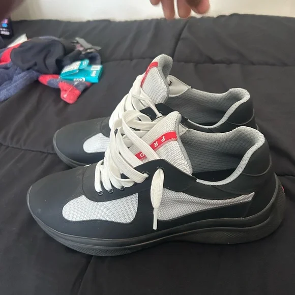 Prada Black and White Men's Shoes - Picture 3 of 4